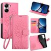 Per Redmi Turbo 4 Custodia in pelle goffrata con motivo albero e cervo (rosa)