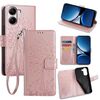 Per Redmi Turbo 4 Custodia in pelle goffrata con motivo albero e cervo (oro rosa)