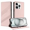 Per iPhone 15 Pro Custodia per telefono in pelle retrò con portafoglio multifunzionale in rilievo (rosa)