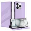 Per iPhone 15 Pro Custodia per telefono in pelle retrò con portafoglio multifunzionale in rilievo (viola chiaro)