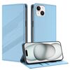 Per iPhone 15 Plus Custodia per telefono in pelle retrò con portafoglio multifunzionale in rilievo (azzurro chiaro)