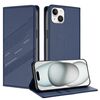 Per iPhone 15 Plus Custodia per telefono in pelle retrò con portafoglio multifunzionale in rilievo (blu scuro)
