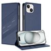 Per iPhone 14/13 Custodia per telefono in pelle retrò con portafoglio multifunzionale in rilievo (blu scuro)