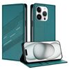Per iPhone 14 Pro Custodia per telefono in pelle retrò con portafoglio multifunzionale in rilievo (verde scuro)