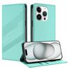 Per iPhone 14 Pro Custodia per telefono in pelle retrò con portafoglio multifunzionale in rilievo (verde menta)