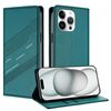 Per iPhone 14 Pro Max Custodia per telefono in pelle retrò con portafoglio multifunzionale in rilievo (verde scuro)