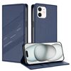 Per iPhone 12 / 12 Pro Custodia per telefono in pelle retrò con portafoglio multifunzionale in rilievo (blu scuro)