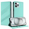 Per iPhone 12 Pro Max Custodia per telefono in pelle retrò con portafoglio multifunzionale in rilievo (verde menta)