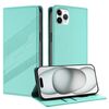 Per iPhone 11 Pro Max Custodia per telefono in pelle retrò con portafoglio multifunzionale in rilievo (verde menta)