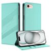 Per iPhone SE 2022/2020/8/7 Custodia per telefono in pelle retrò con portafoglio multifunzionale in rilievo (verde menta)