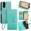 Per Samsung Galaxy A56 5G Custodia in pelle goffrata con motivo albero e cervo (verde)