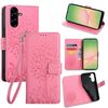 Per Samsung Galaxy A56 5G Custodia in pelle goffrata con motivo albero e cervo (rosa)