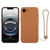 Per iPhone 16e Custodia in silicone con cinturino da polso (marrone)