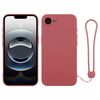 Per iPhone 16e Custodia in silicone con cinturino da polso (arancione rosso)