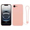 Per iPhone 16e Custodia in silicone con cinturino da polso (rosa)