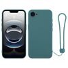 Per iPhone 16e Custodia in silicone con cinturino da polso (verde scuro)