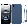 Per iPhone 16e Custodia in silicone con cinturino da polso (blu scuro)