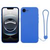 Per iPhone 16e Custodia in silicone con cinturino da polso (blu reale)