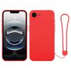Per iPhone 16e Custodia in silicone con cinturino da polso (rosso)
