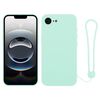 Per iPhone 16e Custodia in silicone con cinturino da polso (verde menta)