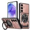 Per Samsung Galaxy A55 5G Armor Rotating Holder MagSafe Custodia per telefono (oro rosa)