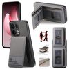 Per OPPO Reno13 F Twill Tessuto Pelle Verticale Flip RFID Card Bag Custodia per Telefono (Grigio)