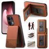 Per OPPO Reno13 F Twill Tessuto Pelle Verticale Flip RFID Card Bag Custodia per Telefono (Marrone)