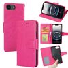 Per iPhone 16e Custodia in pelle con texture di cristallo (rosso rosa)