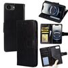 Per iPhone 16e Custodia in pelle con texture di cristallo (nero)