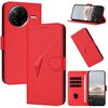 Per Redmi K80 / Xiaomi Poco F7 Pro Custodia per telefono in pelle con fibbia a motivo triangolare (rosso)