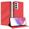 Per Samsung Galaxy M14 5G Global Embossed Multi-funzionale Portafoglio Retro Custodia in Pelle per Telefono (Rosso)