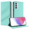 Per Samsung Galaxy M14 5G Global Embossed Multi-funzionale Portafoglio Retro Custodia per Telefono in Pelle (Verde Menta)