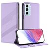 Per Samsung Galaxy M14 5G Global Embossed Multi-funzionale Portafoglio Retro Custodia per Telefono in Pelle (Viola Chiaro)