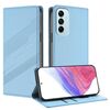 Per Samsung Galaxy M14 5G Global Embossed Multi-funzionale Portafoglio Retro Custodia per Telefono in Pelle (Blu Chiaro)