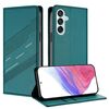 Per Samsung Galaxy M15 Custodia per telefono in pelle retrò con portafoglio multifunzionale in rilievo (verde scuro)