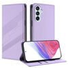 Per Samsung Galaxy M15 Custodia per telefono in pelle retrò con portafoglio multifunzionale in rilievo (viola chiaro)