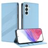 Per Samsung Galaxy M15 Custodia per telefono in pelle retrò con portafoglio multifunzionale in rilievo (azzurro chiaro)
