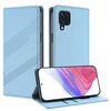 Per Samsung Galaxy M32 4G Global Embossed Multi-funzionale Portafoglio Retro Custodia in Pelle per Telefono (Blu Chiaro)