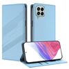 Per Samsung Galaxy M33 5G Custodia per telefono in pelle retrò con portafoglio multifunzionale in rilievo globale (azzurro chiaro)