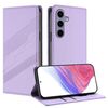 Per Samsung Galaxy S25 5G Custodia per telefono in pelle retrò con portafoglio multifunzionale in rilievo (viola chiaro)