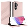 Per Samsung Galaxy S25+ 5G Custodia per telefono in pelle retrò con portafoglio multifunzionale in rilievo (rosa)