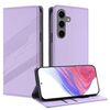 Per Samsung Galaxy S25+ 5G Custodia per telefono in pelle retrò con portafoglio multifunzionale in rilievo (viola chiaro)