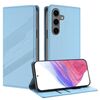 Per Samsung Galaxy S25+ 5G Custodia per telefono in pelle retrò con portafoglio multifunzionale in rilievo (azzurro chiaro)