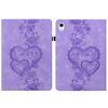 Per iPad Air 11 2025/2024 Custodia per tablet intelligente in pelle goffrata con cuoricini (viola)