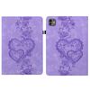 Per iPad Pro 11 2024 Custodia per tablet intelligente in pelle goffrata con cuoricini (viola)