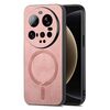 Per Xiaomi 15 Ultra Solid Color Retro Magsafe PU Back Cover Custodia per telefono (Rosa)