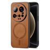 Per Xiaomi 15 Ultra Solid Color Retro Magsafe PU Back Cover Custodia per telefono (marrone)