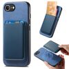 Per iPhone 16e Retro Magsafe Card Bag PU Cover posteriore Custodia per telefono (blu)