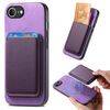 Per iPhone 16e Retro Magsafe Card Bag PU Cover posteriore Custodia per telefono (viola)