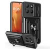 Per Motorola Moto G15 Custodia per telefono scorrevole Camshield TPU+PC con slot per schede (nero)